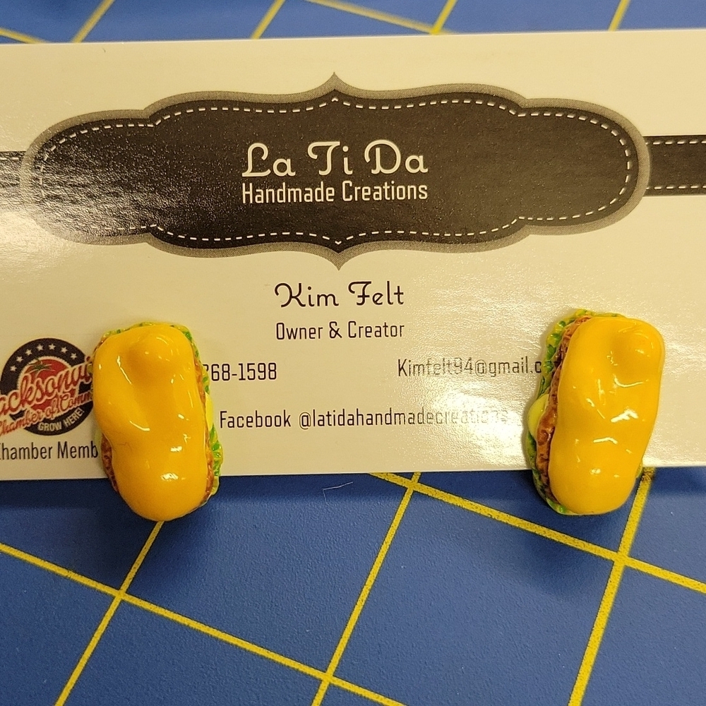Submarine Sandwich 1" x 0.5" Earrings